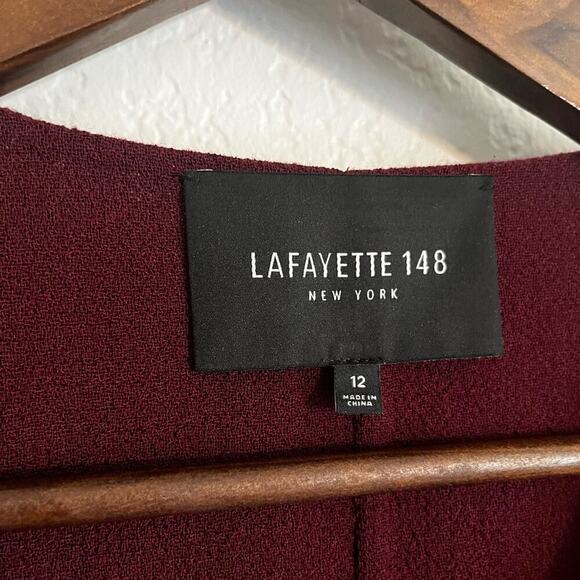 Lafayette 148 Lightweight Wool Jacket Long Length Burgundy Wine Red 12 - Picture 5 of 10